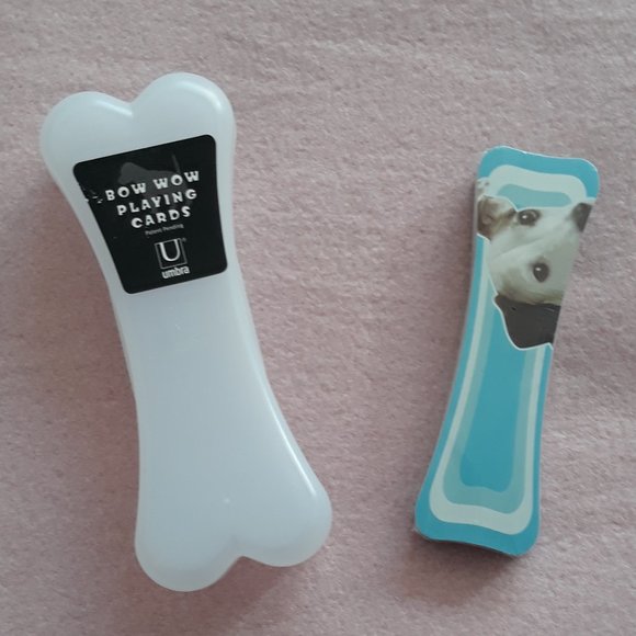 Bow Wow Playing Cards by Umbra--Dog Bone Shaped Cards in Clear Case NWOT - Picture 2 of 5